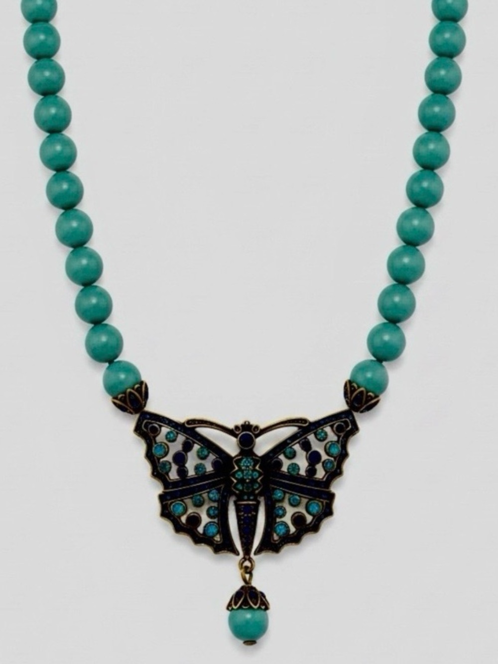 Heidi Daus “Monarch Madness Turquoise and Blue  Crystal Butterfly Necklace